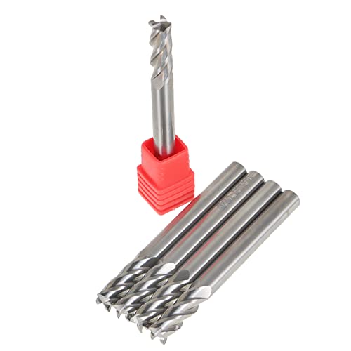Image of 1 /4 Inch Milling Cutter 4 Slot Carbide End Milling Cutter Applicable to Aluminum Cutting of Non-Ferrous Metals Up-Cutting 5 Pieces