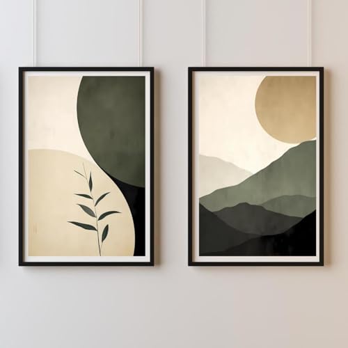 Tableaux scandinaves abstraits beige et noir décoration d'intérieur moderne salon 70x90