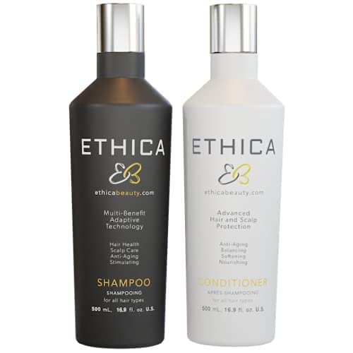 ETHICA Anti Aging Shampoo and Conditioner Duo Set, Improve Thinning, Stressed, Damaged Hair, 16.9 fl. Oz. / 500 mL