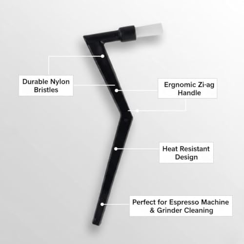 Image of BEAN BLISS Coffee Machine Cleaning Brush - Durable Nylon Zig-Zag Bristles | Barista-Style Brush for Espresso Machine Group Head & Coffee Grinder Cleaning - Black
