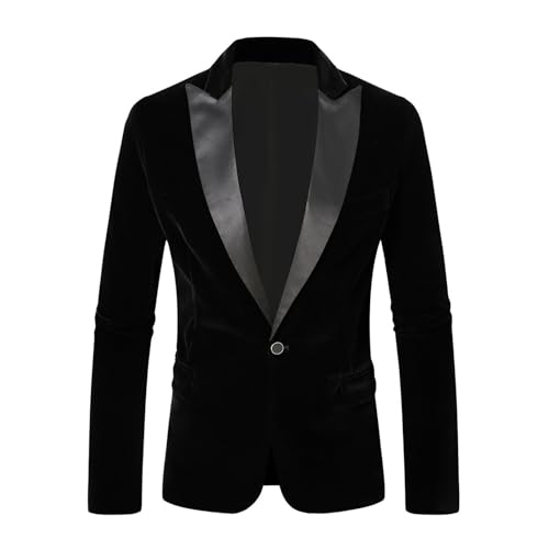 Mens Velvet Blazer Slim Fit Suit Jacket for Men Peaked Lapel One Button Sport Coat Wedding Prom Dinner Tuxedo Blazers3