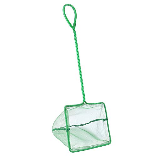 Image of Lpraer 4in 5in 6in Aquarium Fish Net Green Fine Mesh Nylon Net Collection with 11 inch Long Handle Square Quick Catch Fish Net for Fish Tank