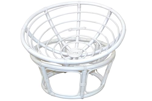 Papasansessel aus Rattan weiß 100 cm - 4
