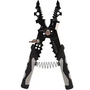 SHALVI Multifunctional Plier/Cutter Plier/Wire Stripping Plier, Metal Nut Opener, Winder, Pressing, Bending & Sharpening Steel Plier Tool with Spring Loaded Comfort Grip & Lockable for Safety