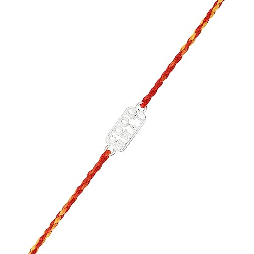 925 Silver Bhai Thread Rakhi with Roli Chawal Pack