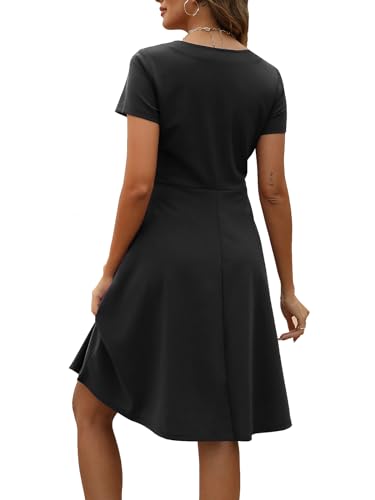 Women's Elegant Vintage Summer Sweetheart Neck Short Sleeve Casual Work Party Business A-Line Dress 1632