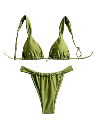Women's 2 Piece Bikini Sets Starfish Decor Tie Back High Cut Swimsuit Cheeky Bathing Suit