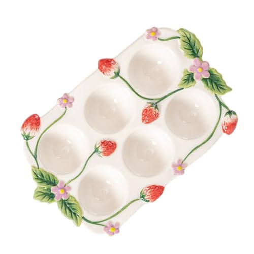 Boîte à œufs en céramique anti-choc design fraise 6 places