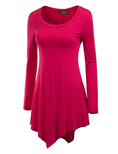 Made By Johnny MBJ WT753 Womens Long Sleeve Handkerchief Tunic XL Coral