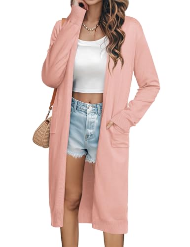 GRACE KARIN Essential Solid Open Front Maxi Long Knitted Cardigan Sweater for Women
