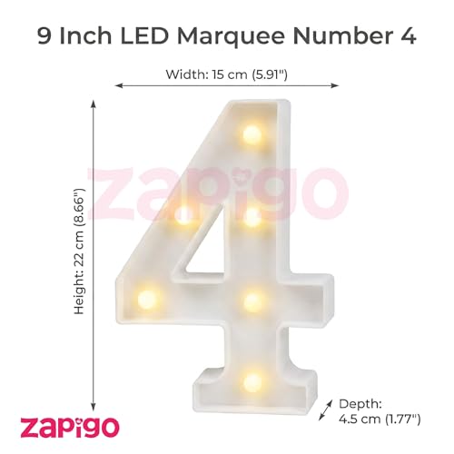 Image of Balloonistics LED Marquee Number 14 Light - Cordless Battery-Operated 8.66-Inch Warm Glow Sign for 14th Birthday, Anniversary, Wedding & Party Decoration