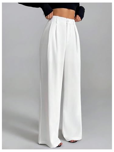 SOLY HUX Women's Wide Leg Dress Pants High Waisted Pleated Loose Work Office Trousers3