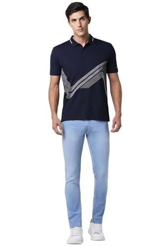 Image of Peter England Men's Cotton Striped Slim Fit T-Shirt