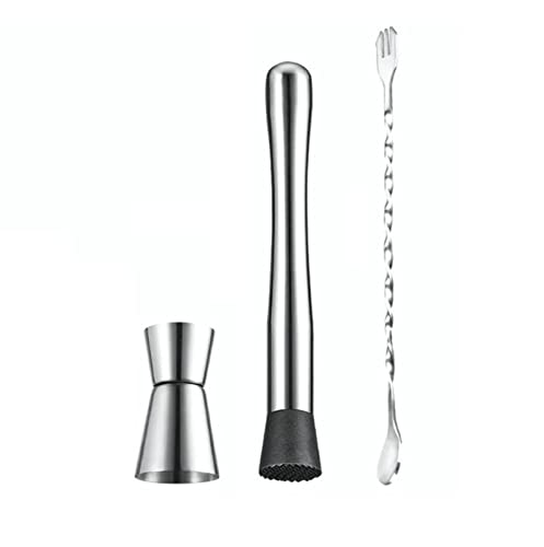 Stainless Steel Cocktail Muddler, Crushed Popsicle Mixing Stick, Home Bar Tool Set, Bartender Set for Cocktails Mojitos Ice Fruit Drinks, Pestle Wine Supplies for Barware Tool, for Mojitos Drinks