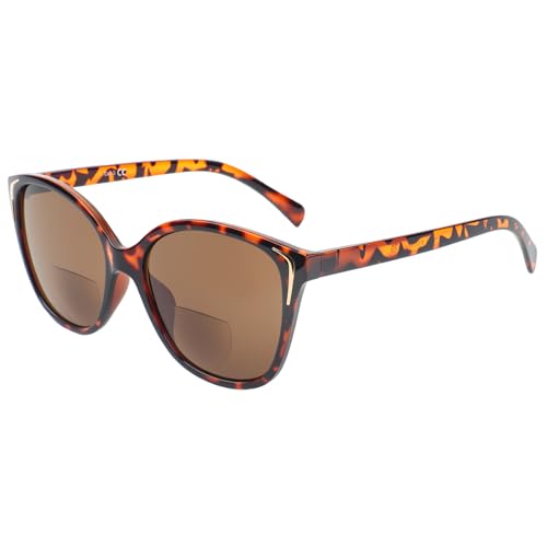 LookLux Oversized Bifocal Reading Sunglasses for Women Ladies Lightweight Large Cat Eye Reader Sunglasses with UV400 Protection