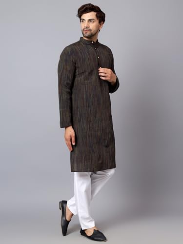 Image of LATEST CHIKAN Men's Cotton Long Kurta Full Sleeves - Casual Ethnic Wear