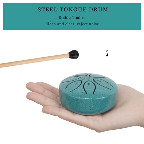 mini steel tongue drum Regentrommel Stahlzungentrommel 3 Zoll 6 Töne C-Key Handpan Drum Percussion Instrument Ätherische Trommel mit Stofftasche, Musikbuch und Schlägel, Musik Geschenk