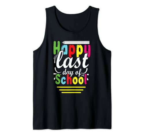 Happy Last Day Of School Teacher Student Graduation Kids Camiseta sin Mangas