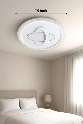 Image of FILLISKA Aluminium Luxurious 3 in 1 Led Ceiling /Wall Chandelier Light with 3 Step Colour Changing Function (White Round - 8969)(1 Year Warranty)