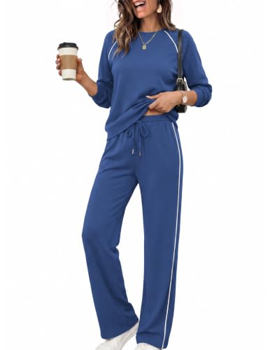 Ekoauer Lounge Sets for Women 2 Piece Matching Outfits Blue Small - image 2