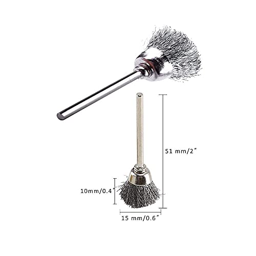 Luo ke Coarse Crimped Stainless Steel Wire Brush Wheel with 1/8 Inch Shank Fit for Dremel Tool (Bowl Shape)