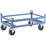 eurokraft | Fahrgestell aus Stahl | für Europaletten | Tragfähigkeit 1000 kg | Ladehöhe 450 mm | blau