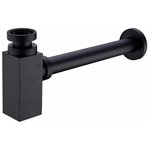 Matte Black Brass Bottle Trap with Extension Cover