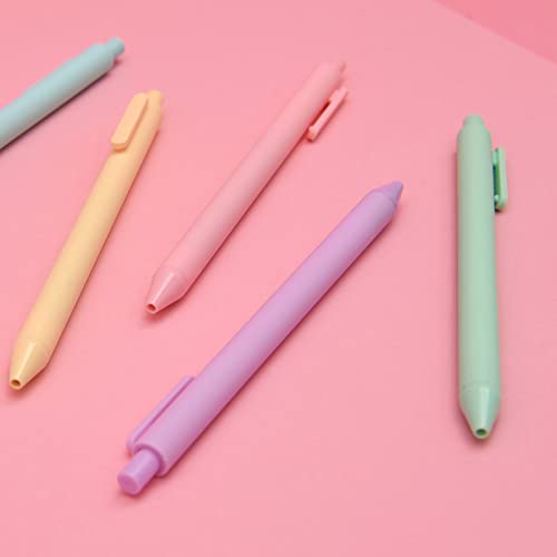 Image of Kaco Pack of 5 Pieces Gel Ink Pens Colored Ink Cute Retractable Pens for Note Taking 0.5mm Fine Point (Macarons)