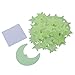 Wakauto 101Pcs Autocollants Lumineux Au Plafond Étoiles Lueur Adhésive Dans La Lune Sombre Et Étoile 3D Stickers Muraux Décoration pour Chambre Et Fête (Jaune Clair)