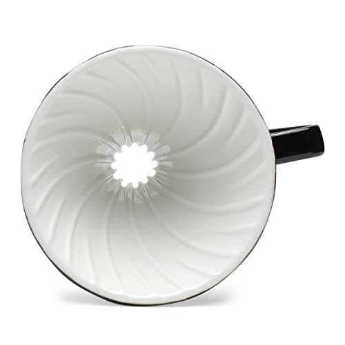 Image of inchTHE BARISTA CUP inch Ceramic V60 Coffee Dripper Cup | Size 02 (3-4 Cups) | Pour Over Drip Coffee Maker | Funnel Cut Use With Conical Filter Papers | Slow Manual Brew | Strong Smooth Flavour (Black)