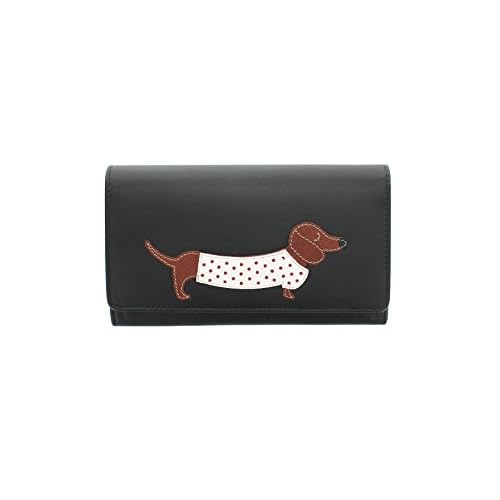 Mala Leather Colección BEST FRIENDS Monedero de Cuero de Perro Salchicha 3304_65 Negro