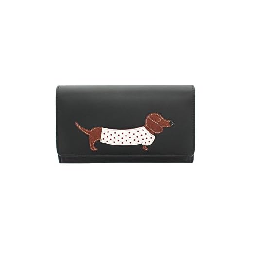 Mala Leather Colección BEST FRIENDS Monedero de Cuero de Perro Salchicha 3304_65 Negro