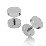 Material: Edelstahl SoulCats 2 Fakeplugs/Ohrringe aus Edelstahl, Größe: 8 mm, Farbe: Silber