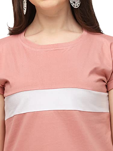 Image of GRECIILOOKS Women's Regular Fit Plain Top with Half Sleeves for Office Wear, Casual Wear, Under 399 Top for Women /Girls (Pink Large)