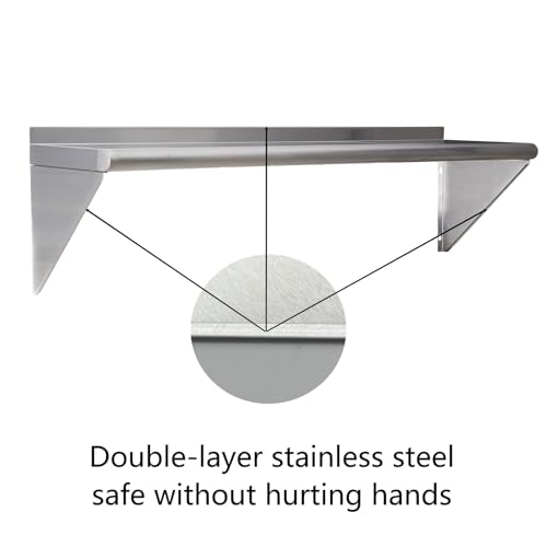 SWOTCATER 2 Pack Stainless Steel Shelf 12"x36" 280LB, Commercial Wall Mounted Metal Shelving for Home Kitchen, Restaurant by SWOTCATER - Image 6