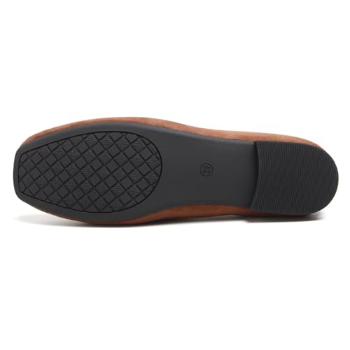 Image of ChaiRong Zhou Women Square Toe Ballets Flats Comfort Slip On Walking Shoes for Driving
