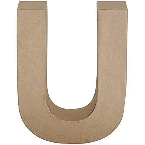 Papier Mache Paper Mache Letter U, 7" Size, Brown Cover