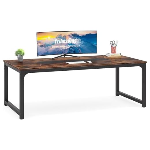 Tribesigns Modern Computer Desk, 78.7 x 39.4 inch X Large Executive Office Desk Computer Table Study Writing Desk Workstation for Home Office,Rustic/Black