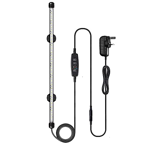 VARMHUS LED Aquarium Lighting, Aquarium Lamp White and Blue Color Changing Submersible Fish Tank Light with Small Simple Aquarium Timer for Sunrise and Sunset (48cm, Blue+White)