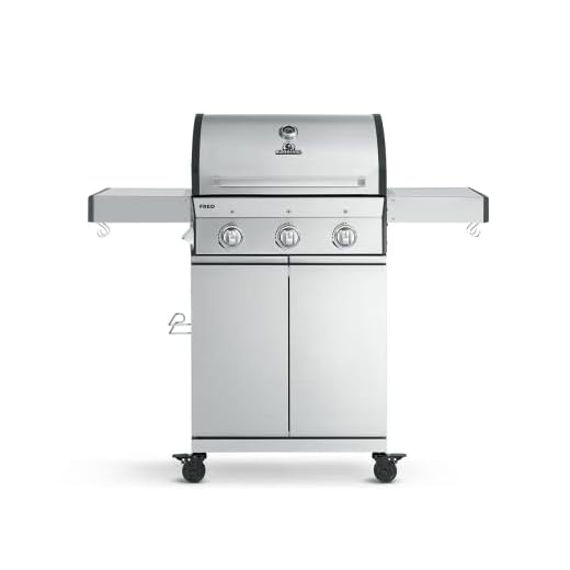 SANTOS einsetzbare Grillpfanne/Einsatzpfanne - Edelstahl - 23,5x44,6x4cm - Füllhöhe 3,5 cm - Abnehmbare Tragegriffe - für versch. Napoleon Gasgrills 7 3-Brenner Gasgrill FRED Deluxe inkl. 900°C Infrarot-Keramikbrenner und Seitenkochfeld, 13,5kW Edelstahl Grillwagen mit klappbaren Seitentischen, Gusseisen-Grillrost, Piezozündung inkl. Abdeckhaube