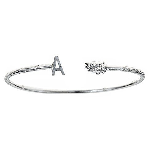 Personalized Letter + Grape End West Indian Bangle .925 Sterling Silver 12.7 Grams(MADE IN USA)