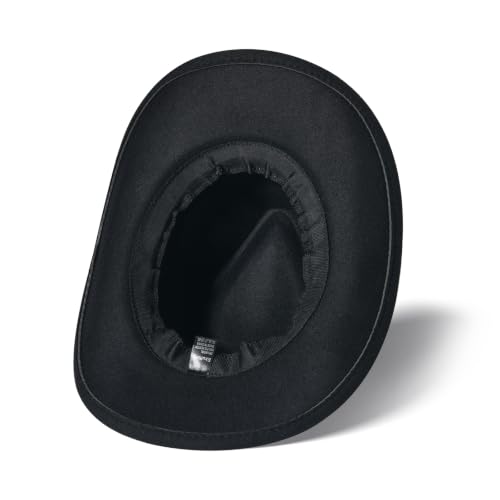 Image of Classic Western Cowboy Hat Cowgirl Hat Unisex Men's & Women's Wide Brim Felt Fedora Hat Flat Top with Buckle Belt