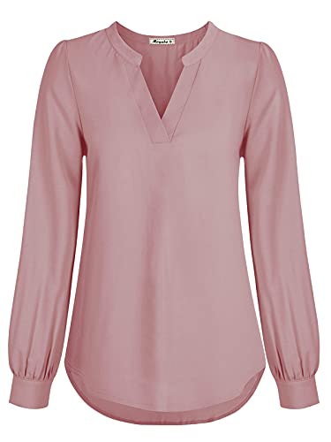 Moyabo-Damen-Casual-Looks-Schlupfbluse-mit-34-Aermeln-Henley-Bluse-V-Ausschnitt-Langarmshirt