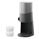 【コンパクト収納】 ドウシシャ かき氷器 電動 ふわふわ とろ雪 刃の高さ調節機能付 製氷カップ2個付（Mサイズ） レシピ付 ブラック