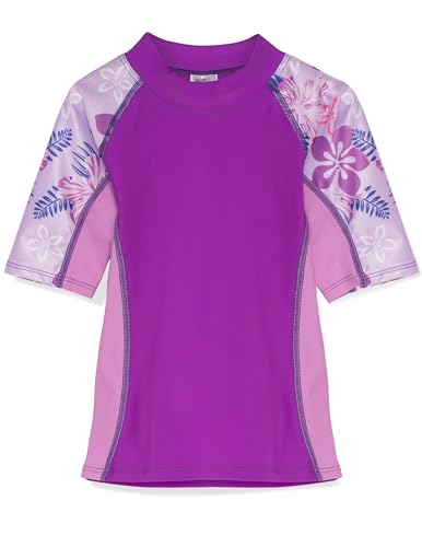 Tuga Girls Seaside S/S Rash Guard Made in USA (UPF 50+), Malva, 8/10 yrs