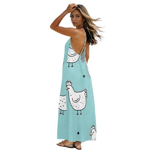 Robe longue vert poulet contre la chaleur avec bretelles spaghetti légères