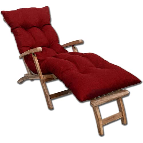 bananair Coussin de Chaise Longue Bain de Soleil/ Matelas pour Transat - Coussin pour Chaise Extérieure - Fabriqué en France (195x65x15 cm) (Rouge)