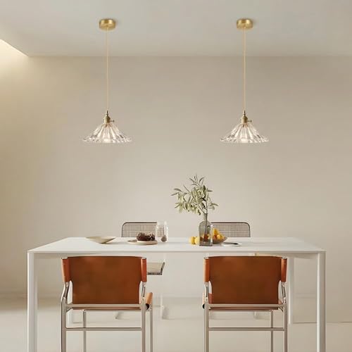 Pendant Light,Ribbed Glass Gold Finish Hanging Lamp 9.8″ Island Lights, Modern Ceiling for Kitchen Sink Dining Table Bedside Restaurant [5]