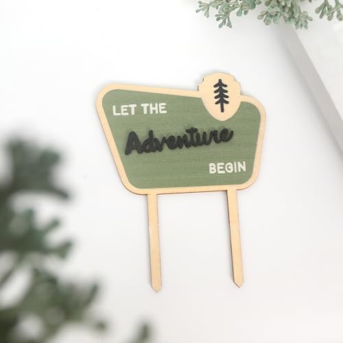 Let The Adventure Begin Wooden Cake Topper For Baby - Adventure-Themed Cake Topper，Travel-Themed Bab