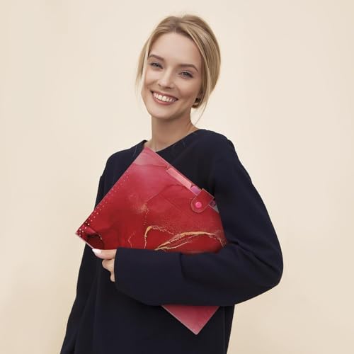 Image of Corslet Expanding File Folder, Aesthetic Folders for School, Accordion File Organizer, Aesthetic Folder with Labels,5 Pockets Important Document Folders (Rose Red Marble File Folder)